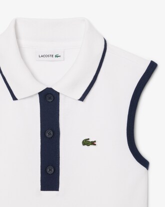 Stretch Piqué Pleated Polo Dress
