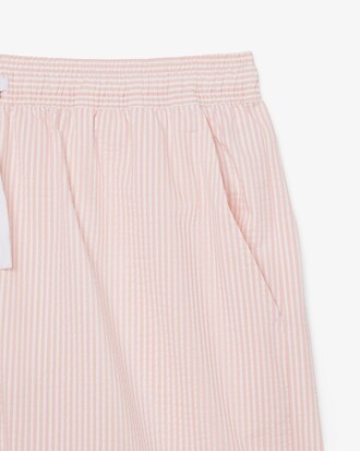 Mid Length Striped Textured Swim Trunks