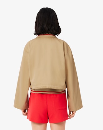 Oversized Polo Collar Twill Jacket