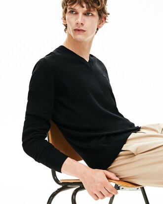 Men's V-neck Wool Jersey Sweater