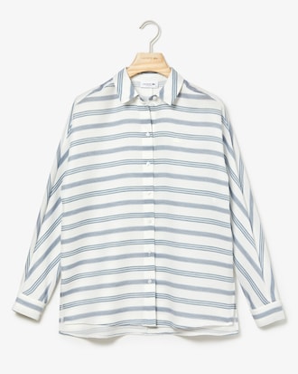 Women's Loose Fit Striped Lightweight Cotton Shirt