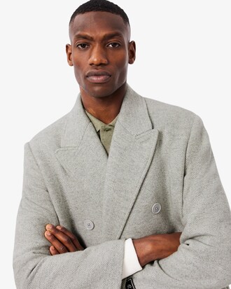 Double Breasted Chevron Wool Coat