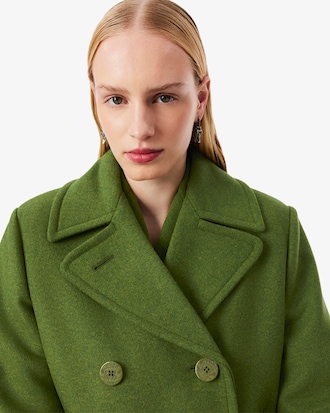 Runway Long Slub Wool Pea Coat