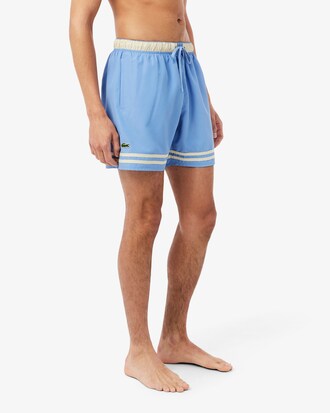 Lacoste Mid Length Contrast Stripe Swim Trunks