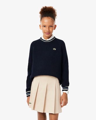 Cotton and Wool Blend Crew Neck Sweater