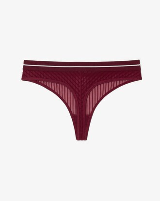 Velour Stripe Mesh String Briefs