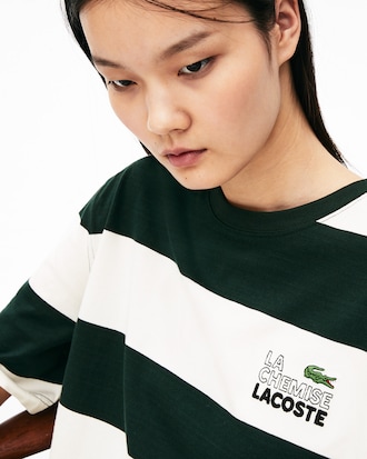 Unisex Lacoste LIVE La Chemise Lacoste Embroidery Striped T-shirt