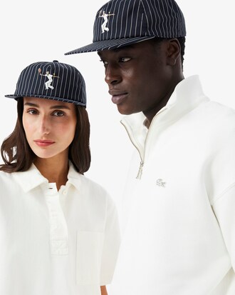 Striped Embroidered Cotton Twill Cap