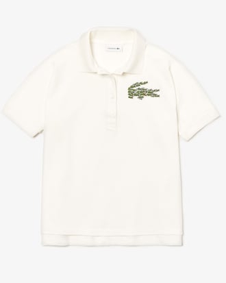 Women's Relaxed Fit Multi Croc Badge Flowing Piqu&eacute; Polo Shirt