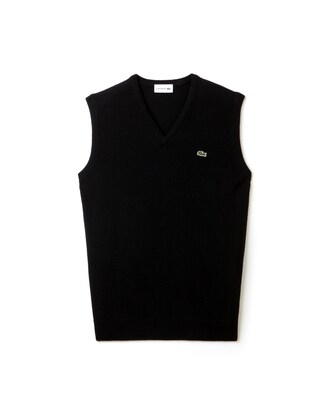Men's V-neck Wool Jersey Vest