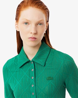 Runway Slim Fit Monogram Jacquard Polo