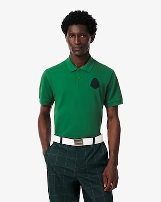 Mini Piqu&eacute; Badge Accent Stretch Golf Polo Shirt