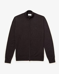 Men's Stand-Up Collar Wool Jersey Zippered Cardigan