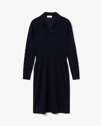 Women's Fitted Striped Wool Polo Dress