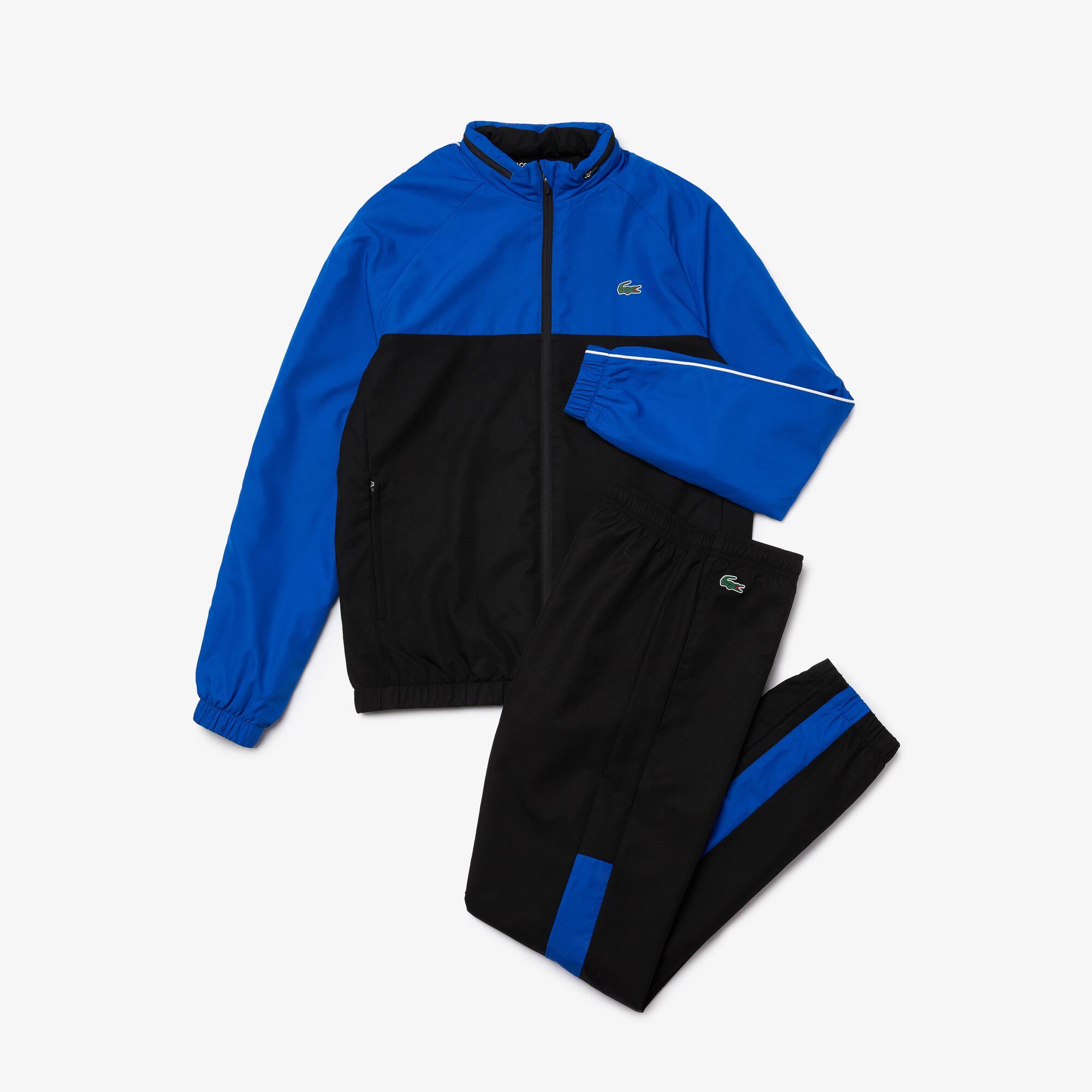 black and blue lacoste tracksuit