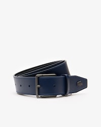 Men's Petit Piqué Engraved Tongue Buckle Smooth Leather Belt