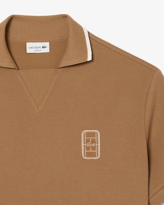 Loose Fit Embroidered Badge Piqu&eacute; Polo Shirt