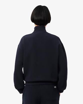 High Neck Zipped Piqué Sweatshirt