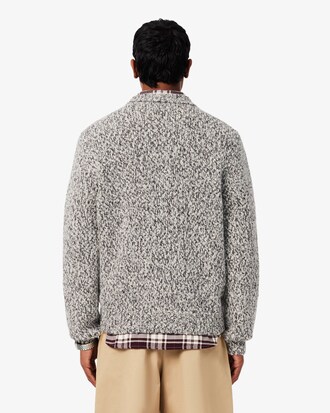 Zipped Mercerized Wool Knit Sweater