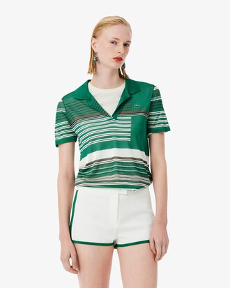 Runway Slim Fit Striped Satin Piqu&eacute; Polo Shirt