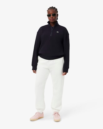 High Neck Zipped Piqué Sweatshirt