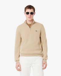 Zipped High Neck Cotton Sweater