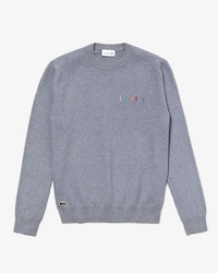 Men's Crew Neck Multicoloured Signature Embroidery Cotton Blend Sweater