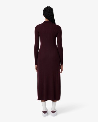 3D Knit Merino Wool Polo Collar Dress