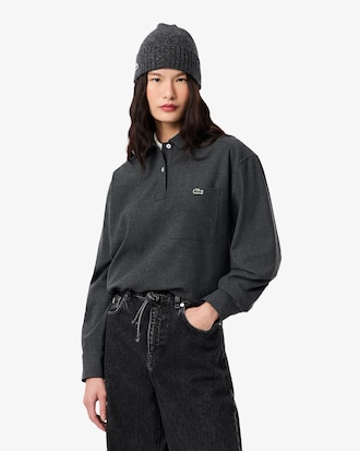 Oversized Polo Style Flannel Shirt