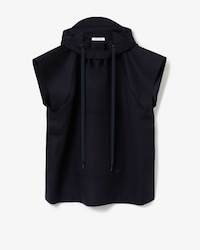 Women's Fashion Show Hooded Sleeveless Virgin Wool Jacket