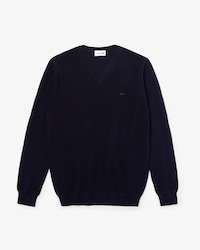 Men's V-neck Cotton Piqu&eacute; Sweater