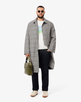 Lightweight Water-Repellent Checked Coat