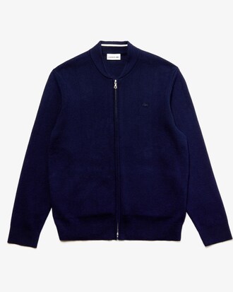 Men's Banana Neck Ribbed Cotton And Cashmere Zip Jacket
