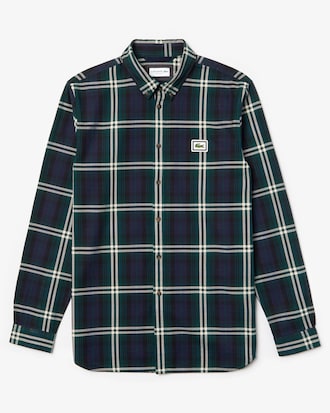 Men's Regular Fit Croc Badge Check Flannel Overshirt