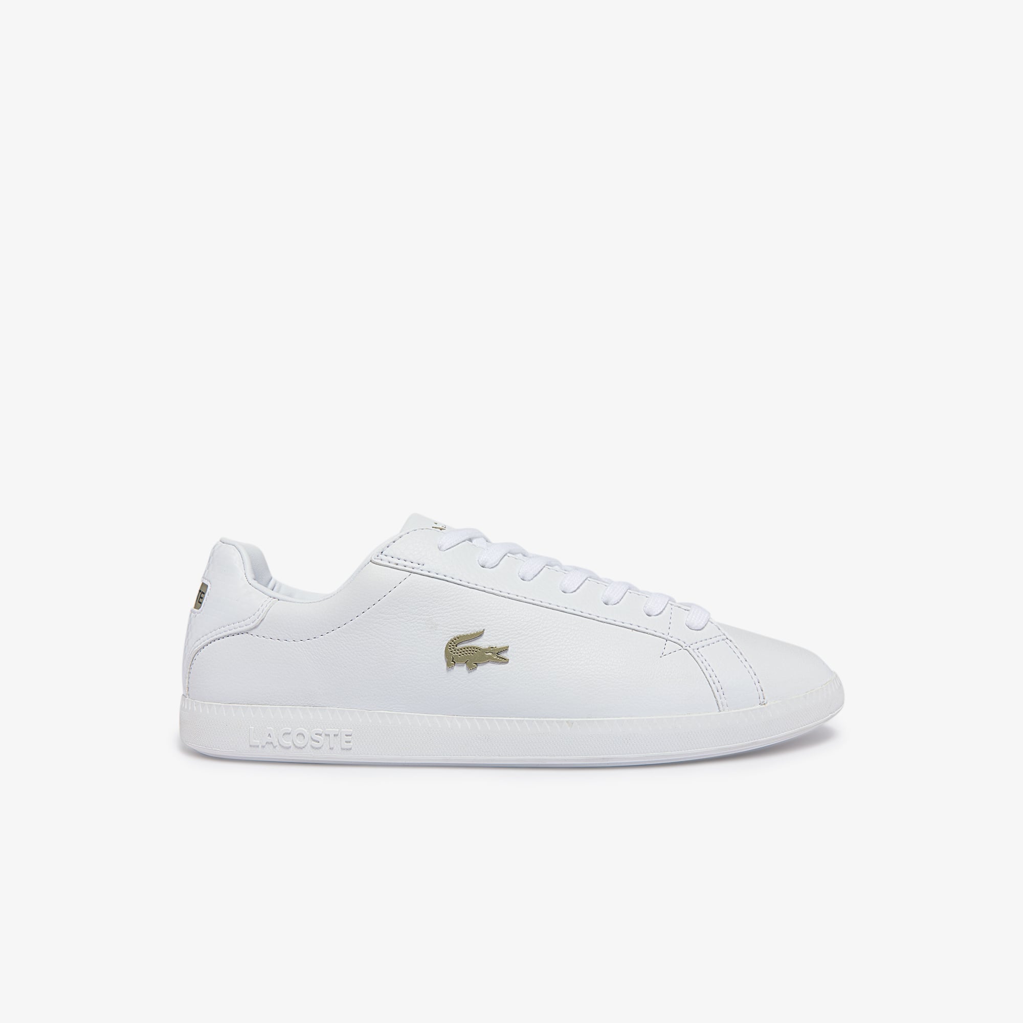lacoste lerond gold croc trainers in white