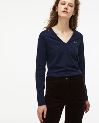 Women's V-neck Flowing Cotton Jersey T-shirt