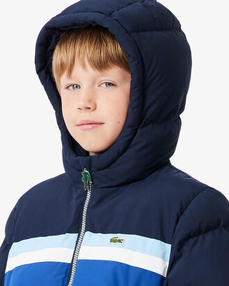 Colour-Block Hooded Down Jacket