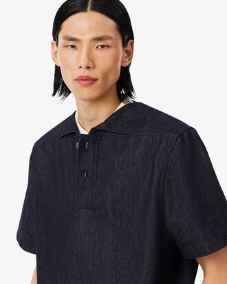 Runway Loose Fit Denim Polo Shirt