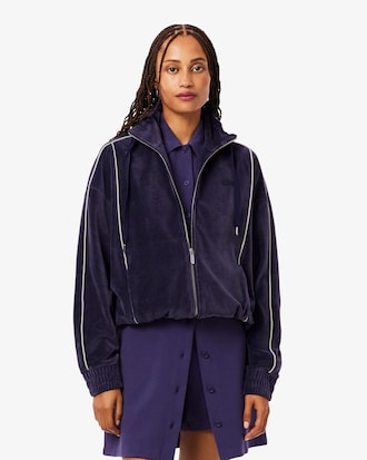 Oversized Zipped Velour Sweatshirt