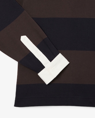 Relaxed Fit Striped Rugby Polo Shirt