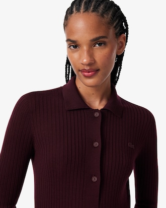 3D Knit Merino Wool Polo Collar Dress