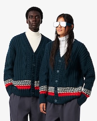 Runway Textured Stripe Wool Cardigan
