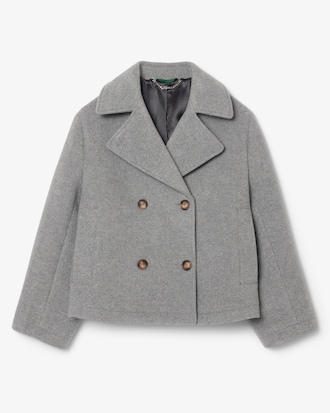 Short Oversized Wool Blend Pea Coat