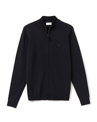 Men's Stand-Up Collar Wool Jersey Zippered Cardigan