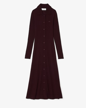 3D Knit Merino Wool Polo Collar Dress