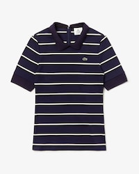 Women's Lacoste LIVE Slim Fit Striped Ribbed Knit Polo Shirt