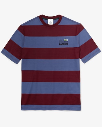 Unisex Lacoste LIVE La Chemise Lacoste Embroidery Striped T-shirt