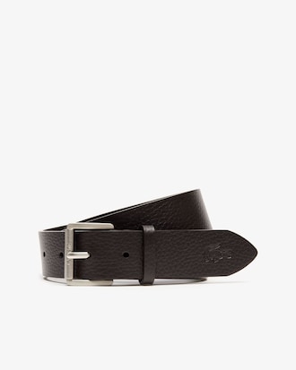 Men's Lacoste Engraved Rolling Buckle Grained Leather Belt