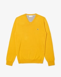 Men's V-neck Caviar Piqu&eacute; Accent Cotton Jersey Sweater