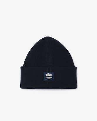 Ribbed Cotton Badge Beanie